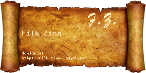 Filk Zina névjegykártya